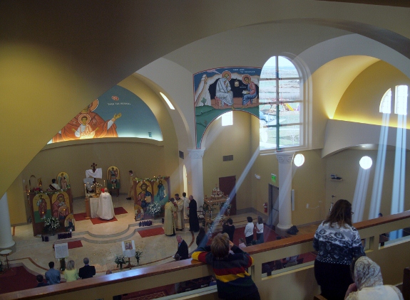 Communion on Pascha St Luke Orthodox Church Erie Colorado