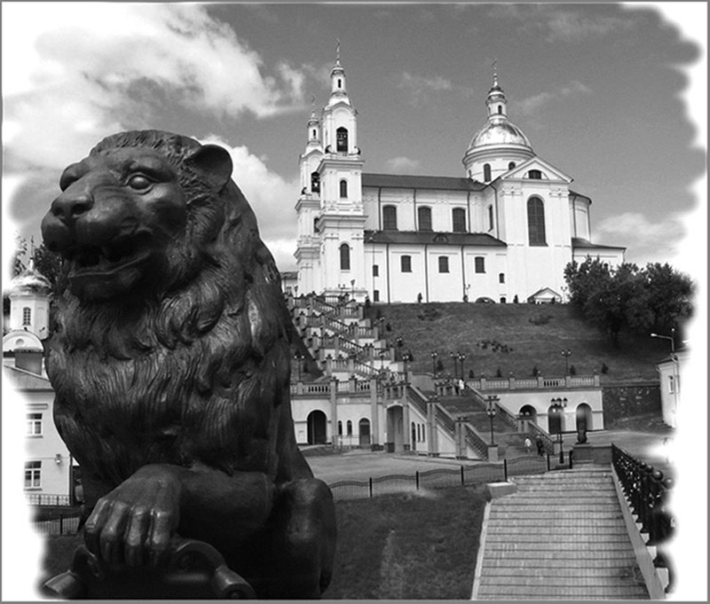 Orthodox cathedral in Vitebsk.1777. View from the bridge.