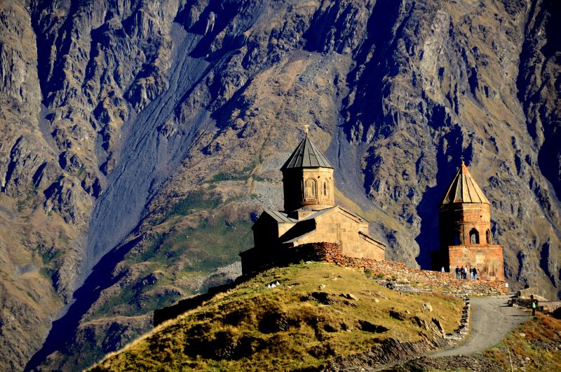 Gergeti in majestic surroundings