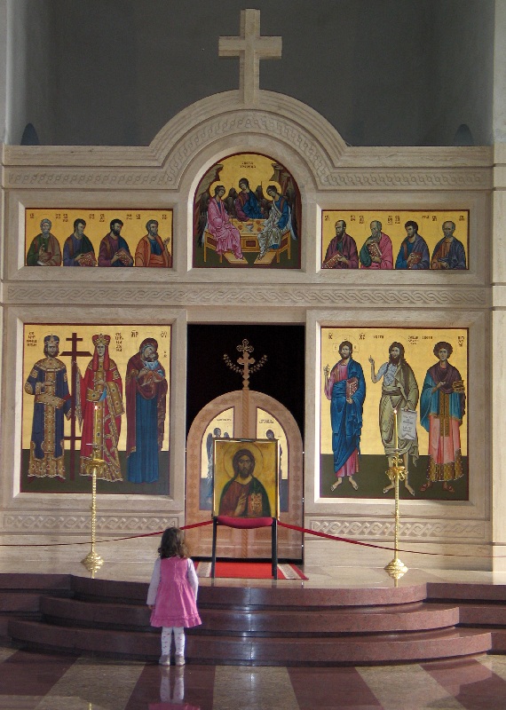 Prayer in St. Constantine the Great church in Nis