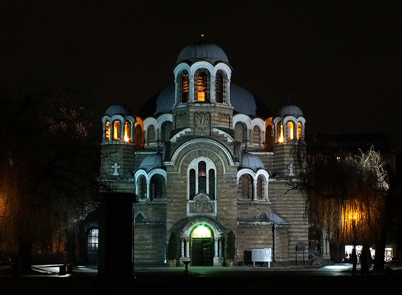 The Seventh’ Saints Church in Sofia in the night
