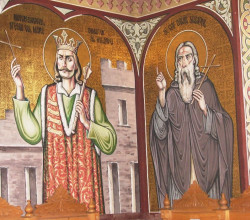 cristiangeorge 
Sfintii Stefan Voda cel Mare si Sfant si Cuviosul Daniil Sihastrul, in pronaosul bisericii din Petre 
2013-07-04 15:03:35