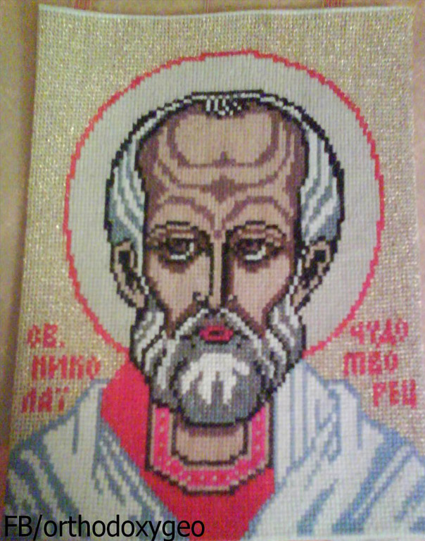 Embroidered icon of the Nikolaos 