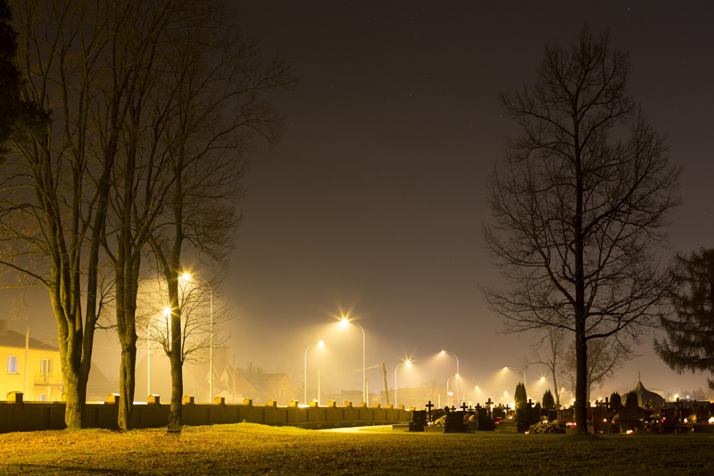 Cemetery at night