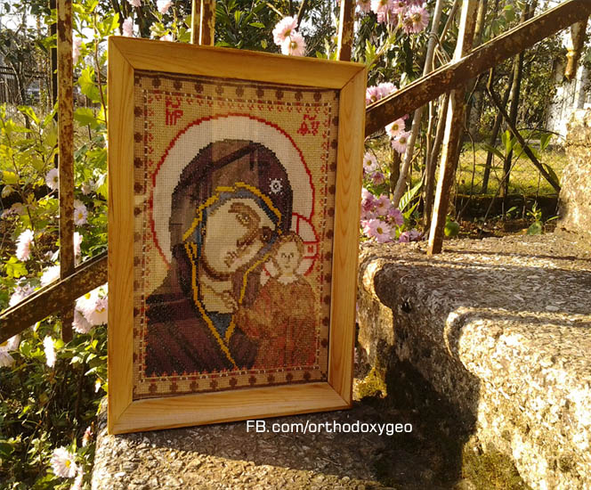 Embroidered icon of the Virgin Mary