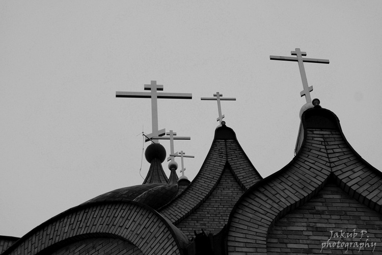 Crosses on orthodox church of the Holy Spirit in Białystok