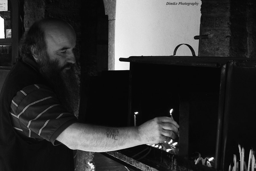 Man with candles