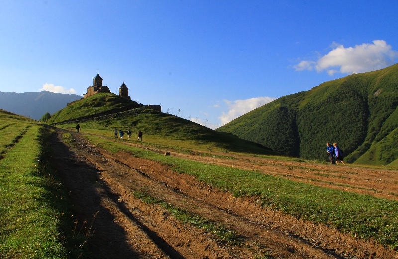 Going to Holy Trinity monastery close to Stepancminda