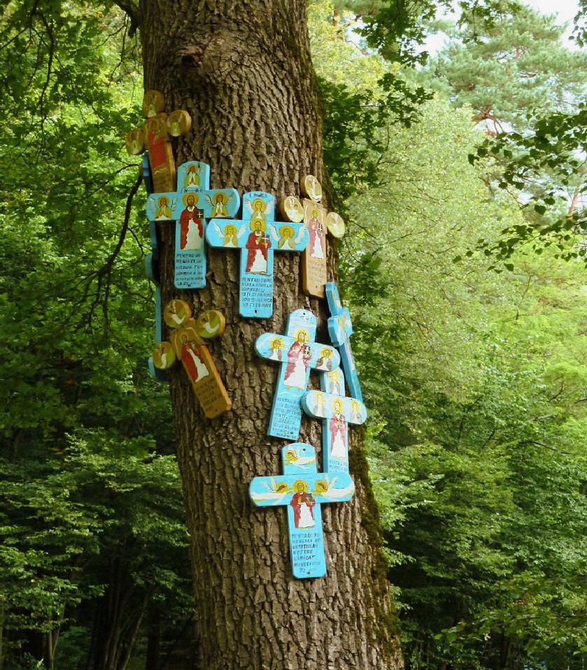 Arborele cu cruci - o veche tradiție, păstrată la muzeul Astra din Dumbrava Sibiului.