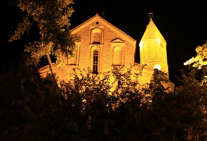 Orthodox church in Sighnaghi by night