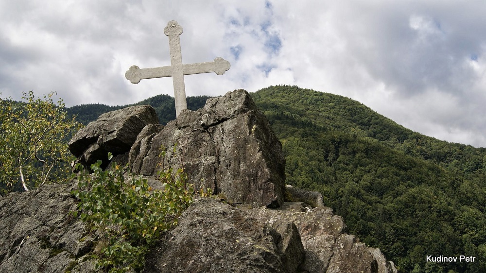 Cross over the village Kostilivka in Karpaty region