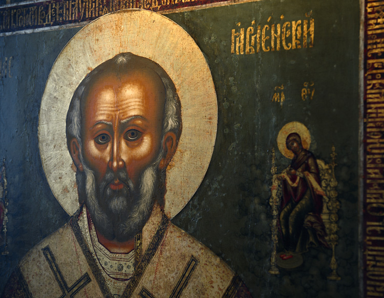Фрагмент иконы Николай Чудотворец, с житием