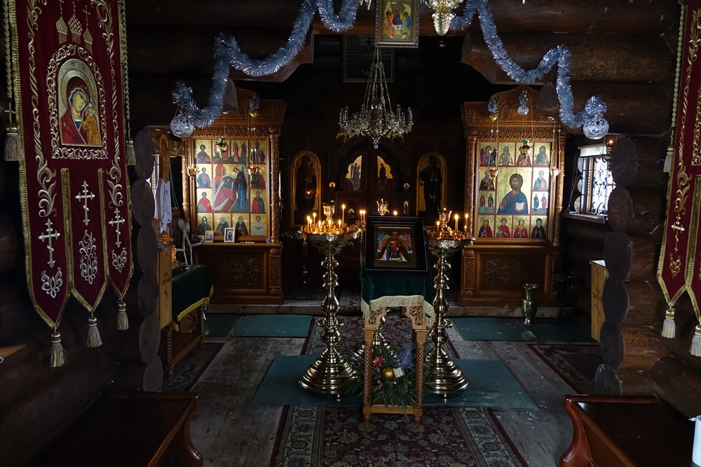 Interior of Orthodox chapel in Odrynki Skit 