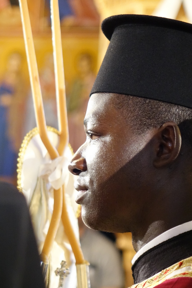 Deacon during the Divine Liturgy in Annunciation Cathedral in Kissamos