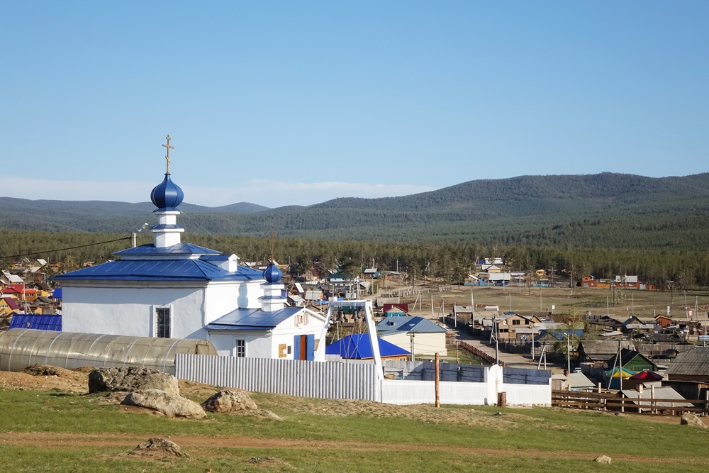 Orthodox church in Khuzir on Olchon island on Bajkal