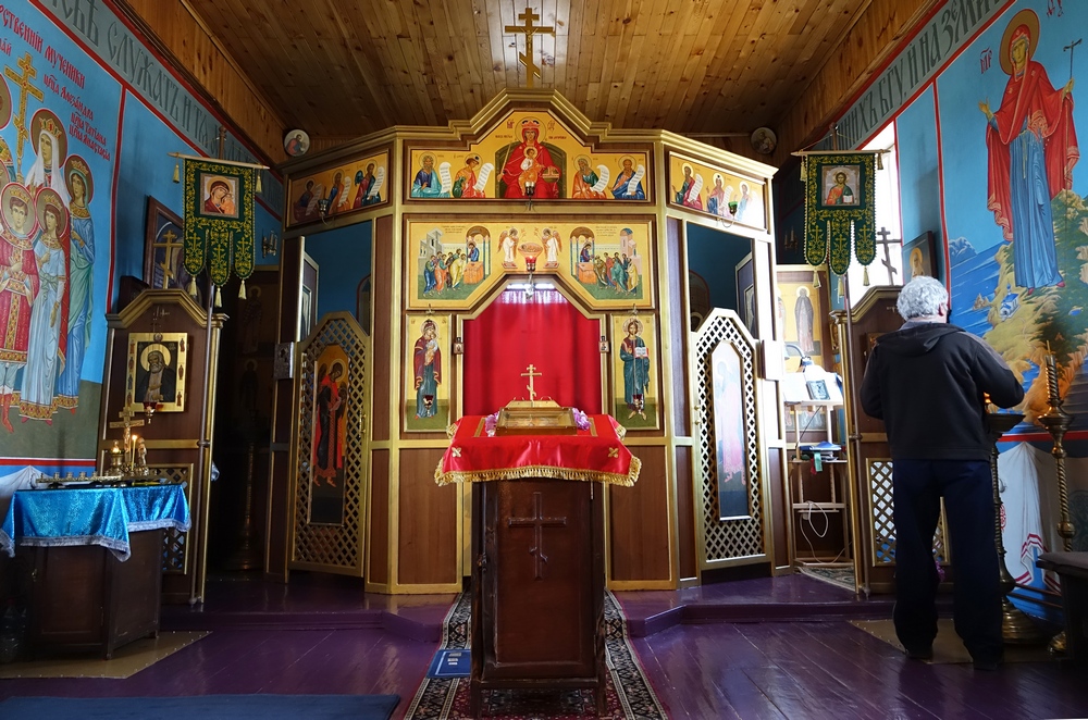 Interior of Orthodox church in Khuzir on Olchon island on Bajkal 
