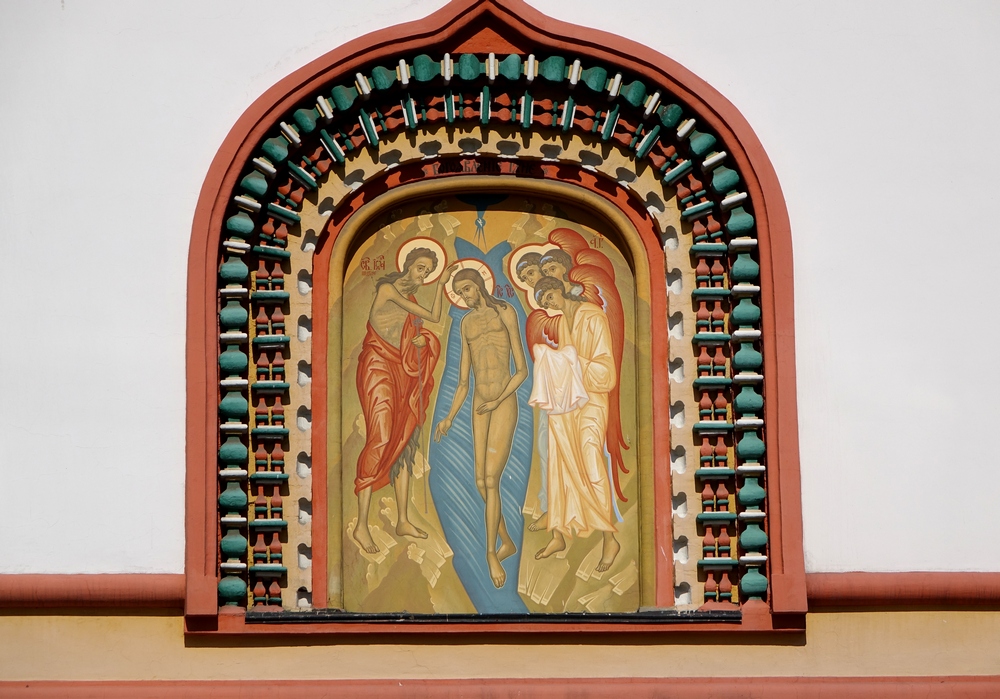 Icon on the wall of Epiphany Cathedral in Irkuck