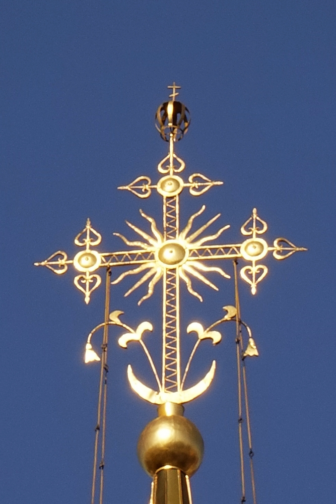 Cross on the top of Holy Trinity Orthodox church in Irkuck