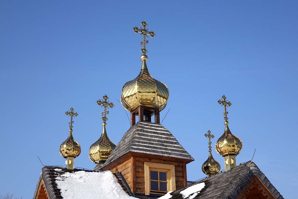 Domes of Orthodox church in Łaźnie