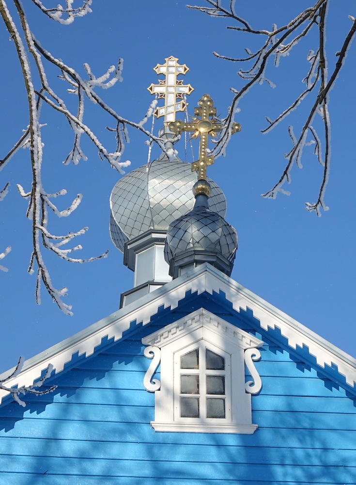 Crosses over St. Archangel Michael Orthodox church in Stary Kornin