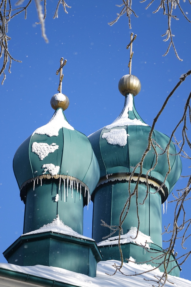 The domes od Ascension Orthodox church in Nowoberezowo