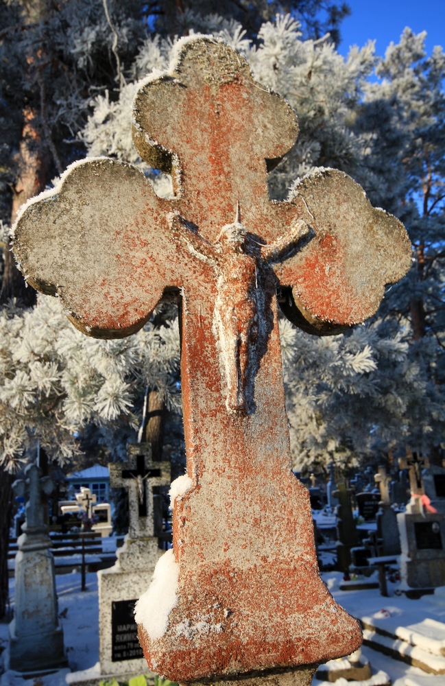 A cross on Orthodox cementary in Leniewo