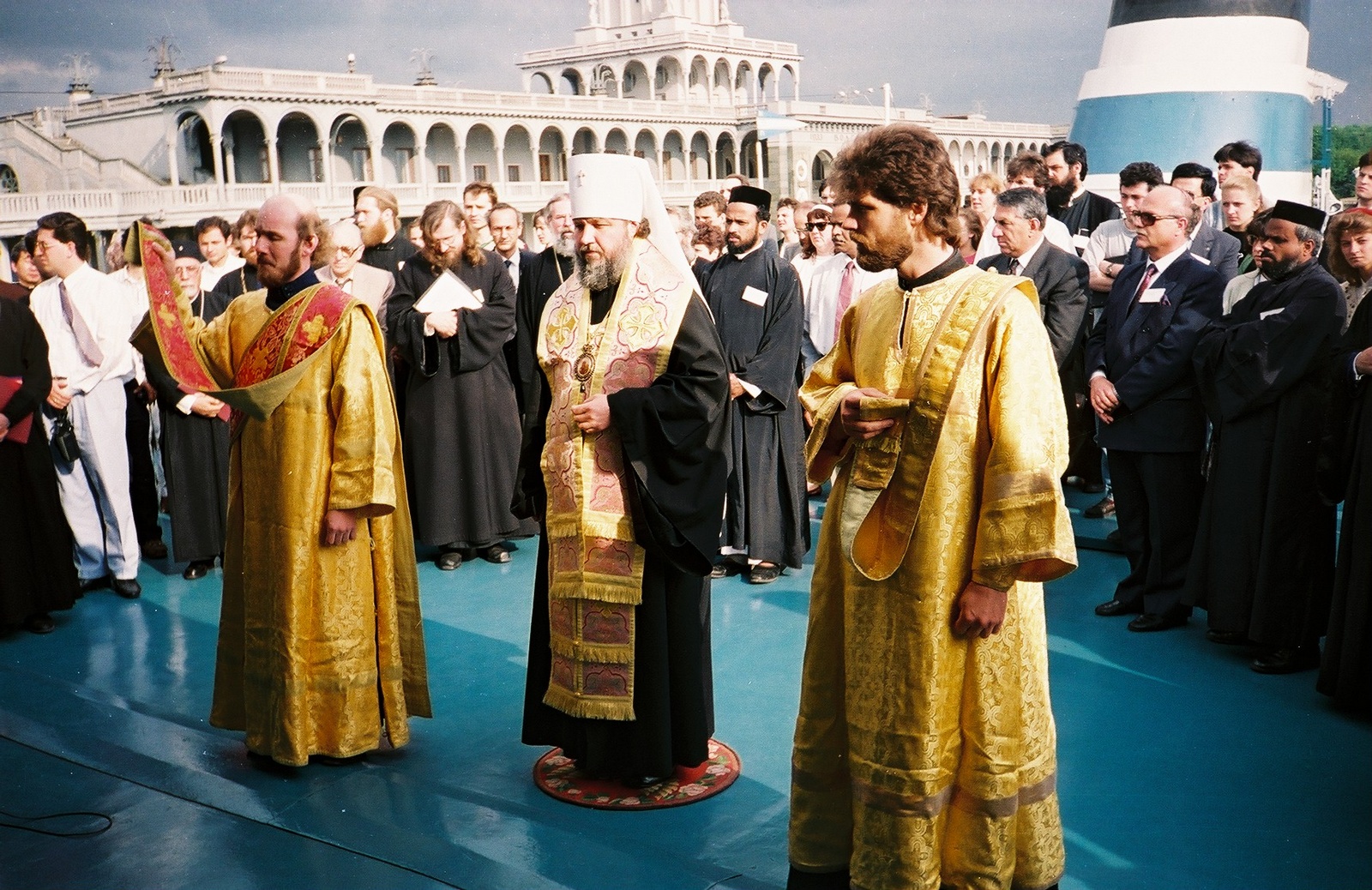 Prayer on a ship. Metropolitan Cyril Gundiaev, 1992