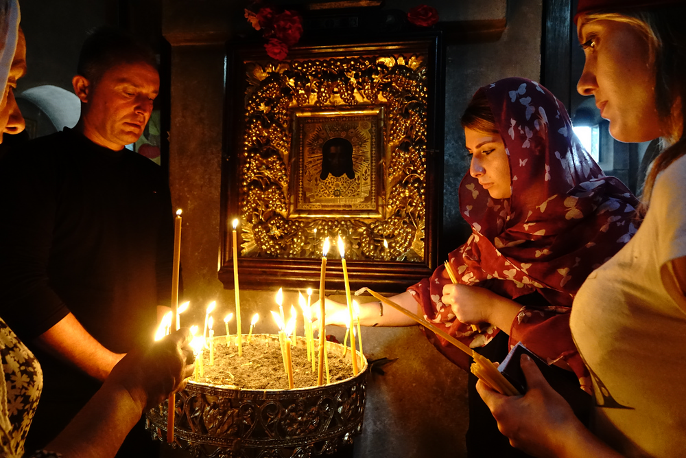 Prayer in a church in Zugdidi
