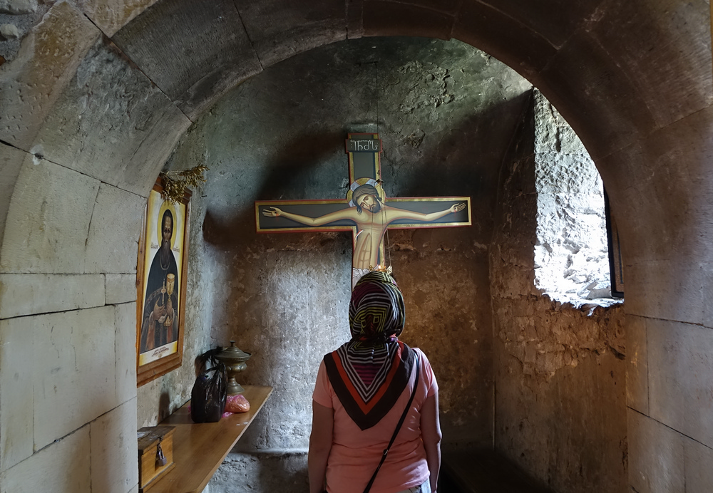 A prayer in Martvili monastery