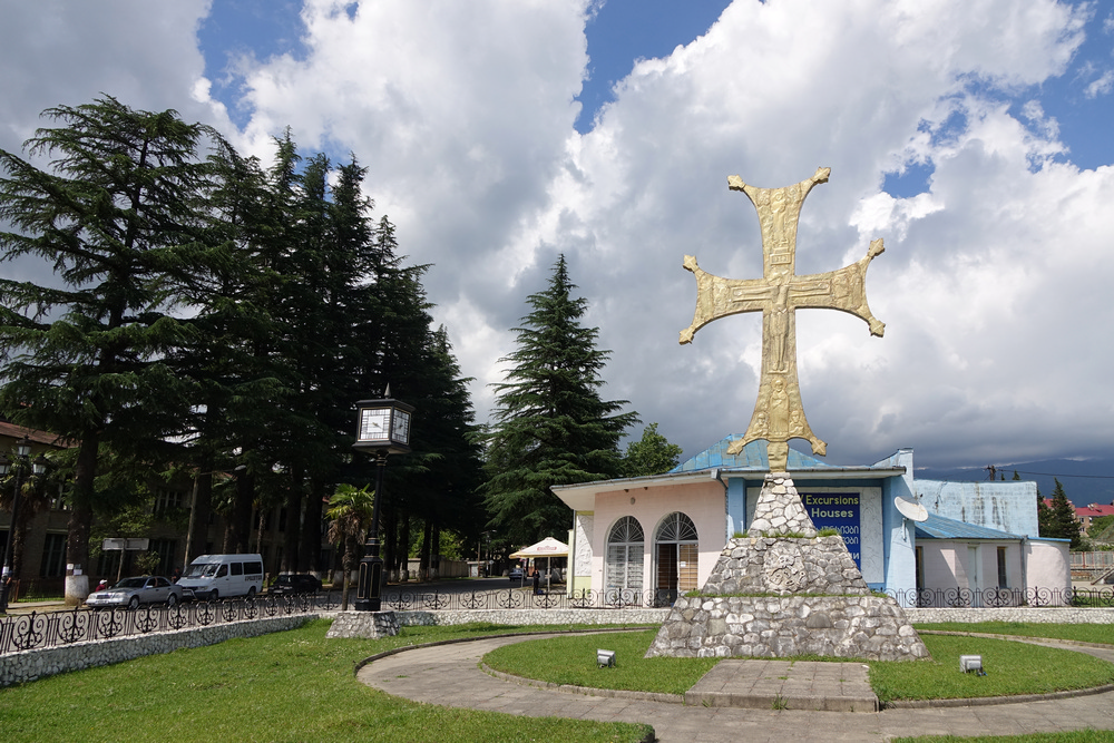 A memorial cross close to the Martvili monastery