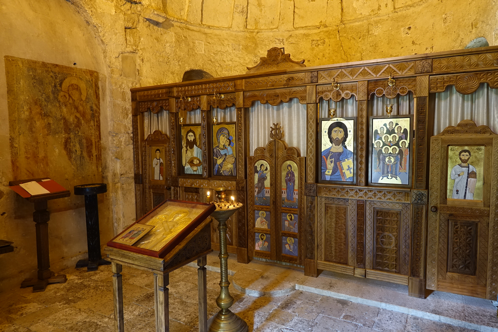 The interior of the Orthodox monastery church in Salchino