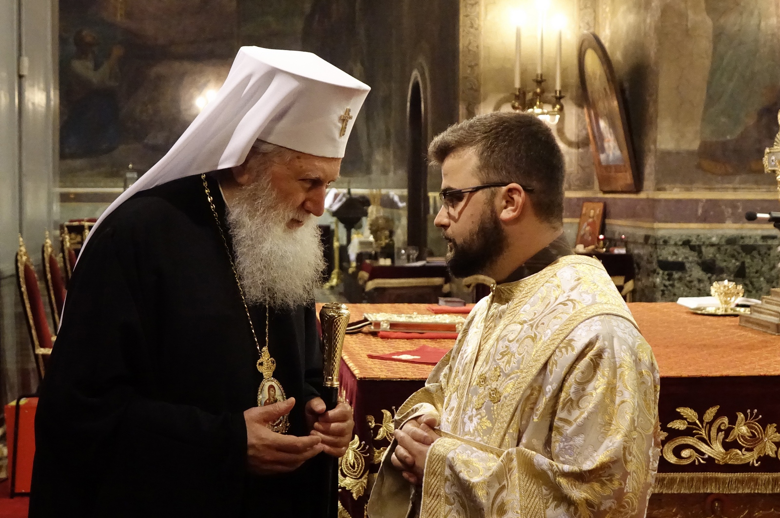 Bulgarian Patriarch Neofit in St. Alexander Nevski Cathedral