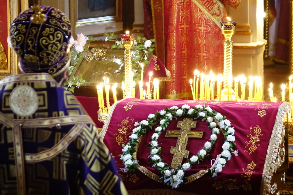 The elevation of the Holy Cross feast in Białystok-Fasty Orthodox church, 2016