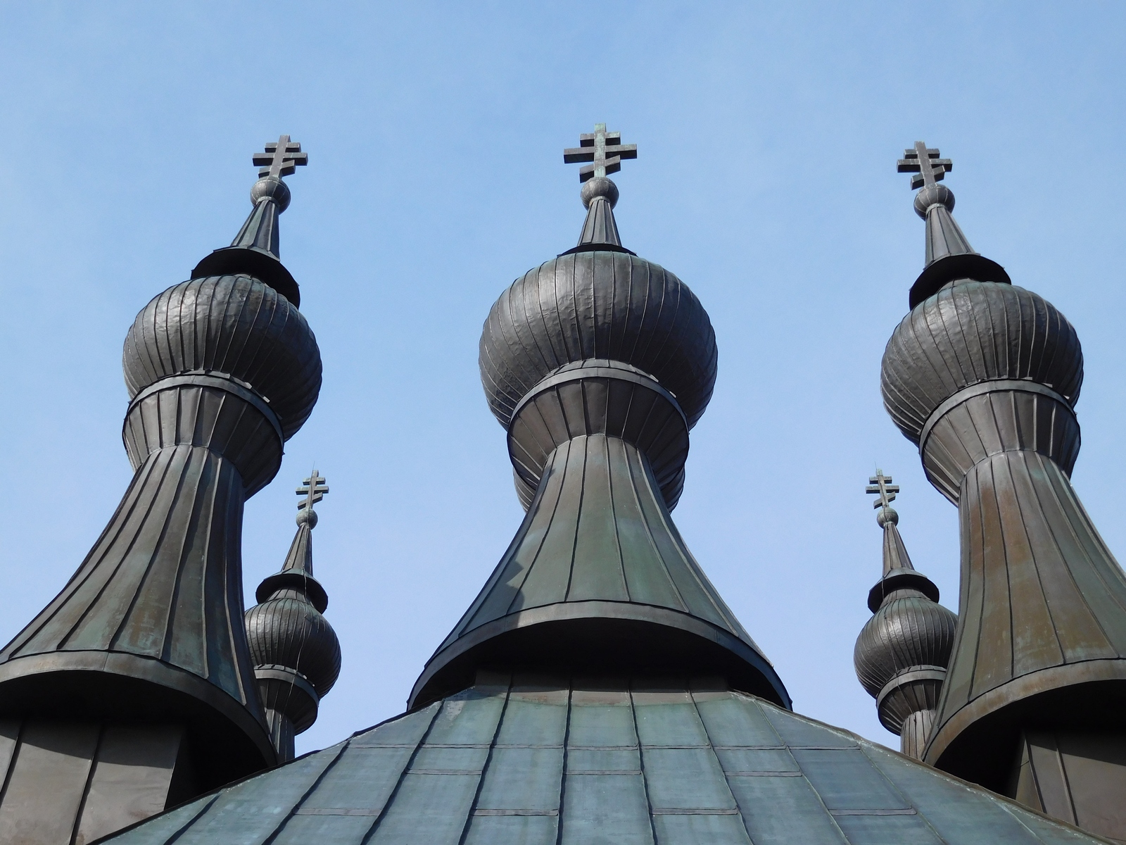 The autumn in Polish mountains. The Orthodox church in Krynica-Zdrój 