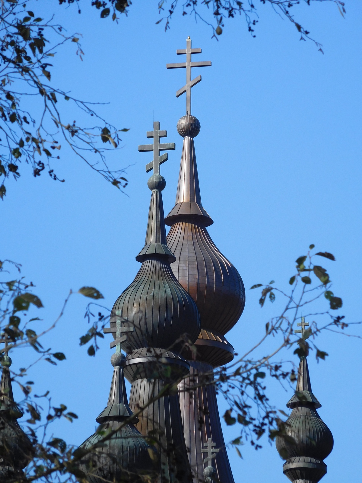 The autumn in Polish mountains. The Orthodox church in Krynica-Zdrój 