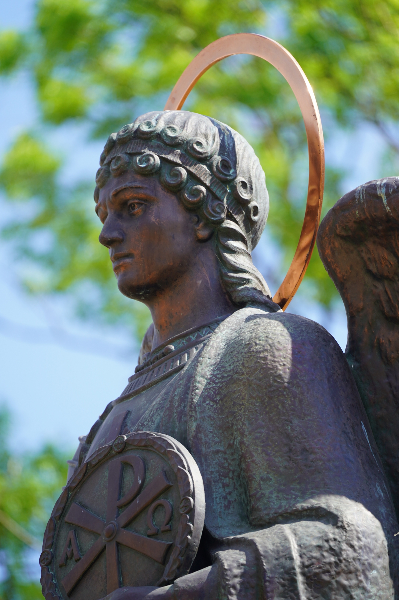 Archangel Michael monument close to the Holy Spirit Orthodox church in Bialystok