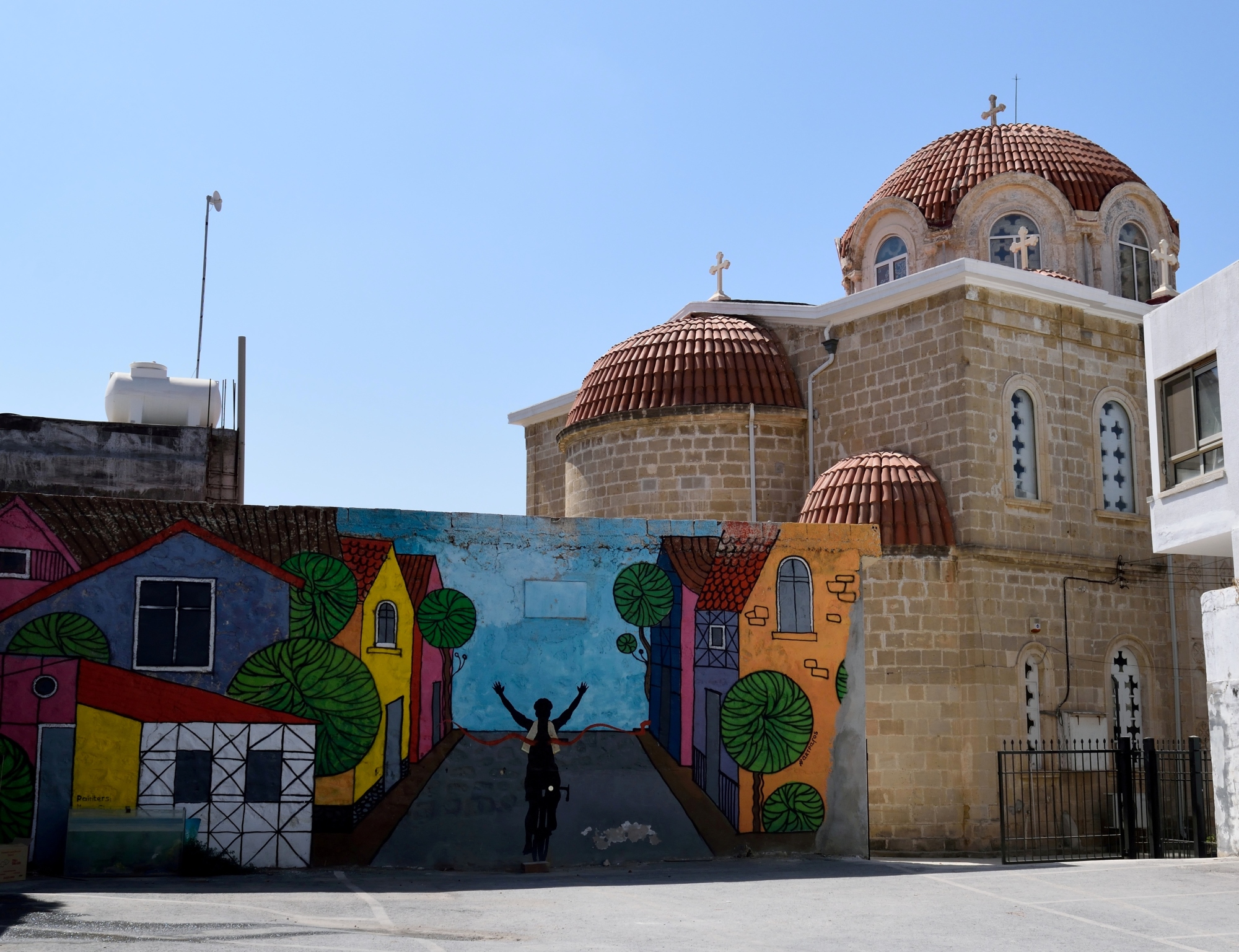 A church in Paphos and graffiti