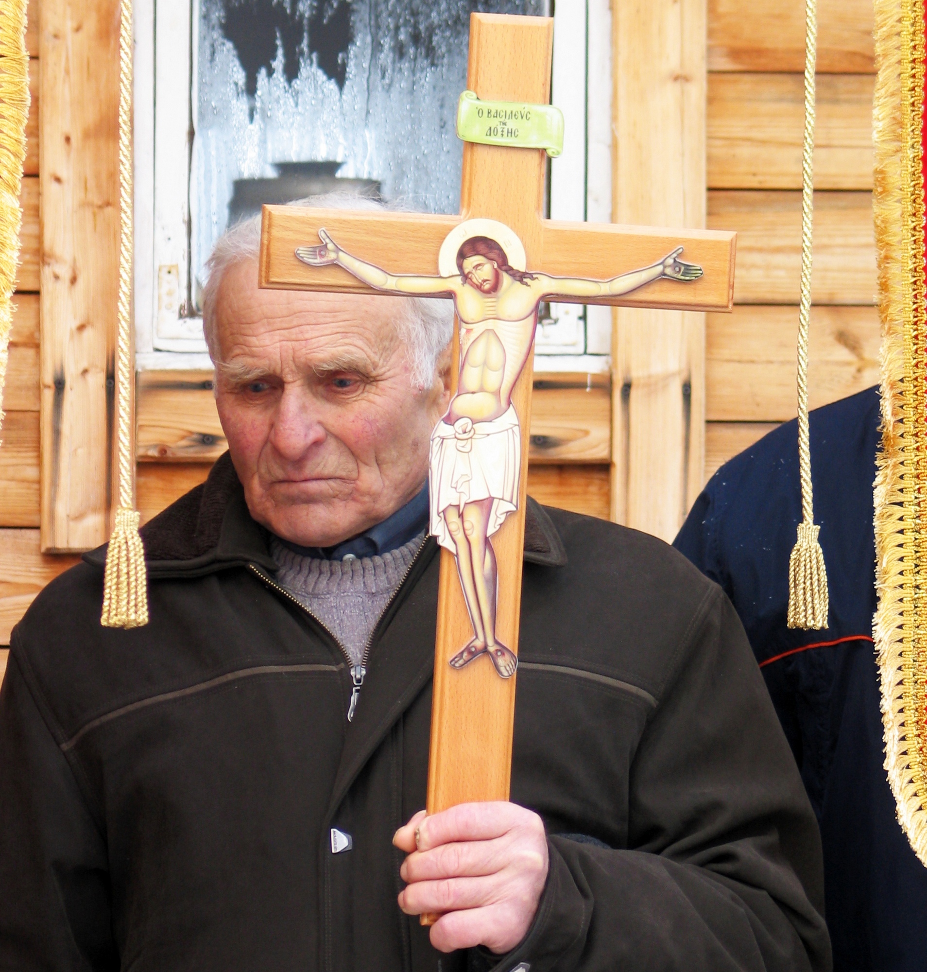 A man with a cross...
