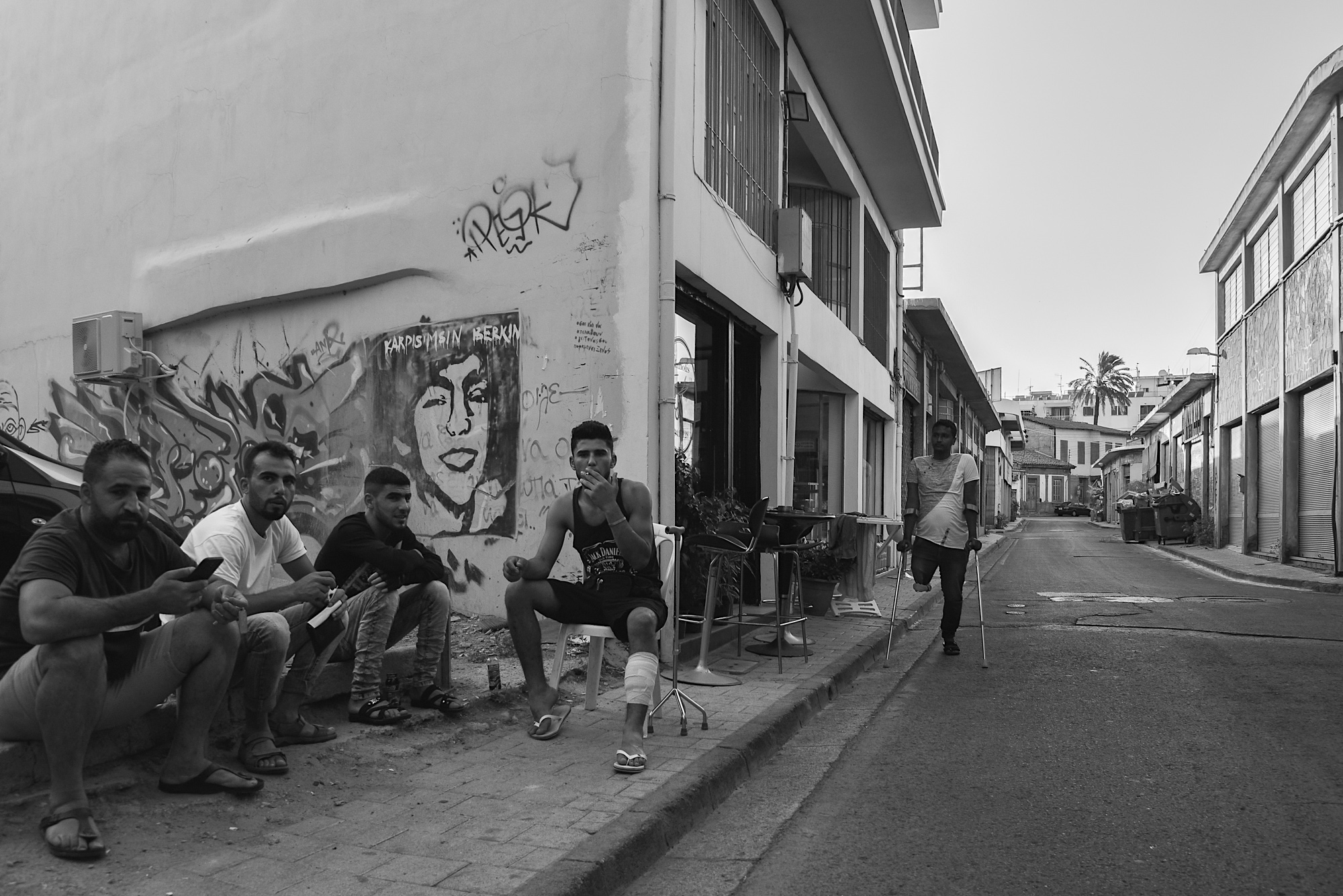 * Street with young Turks *