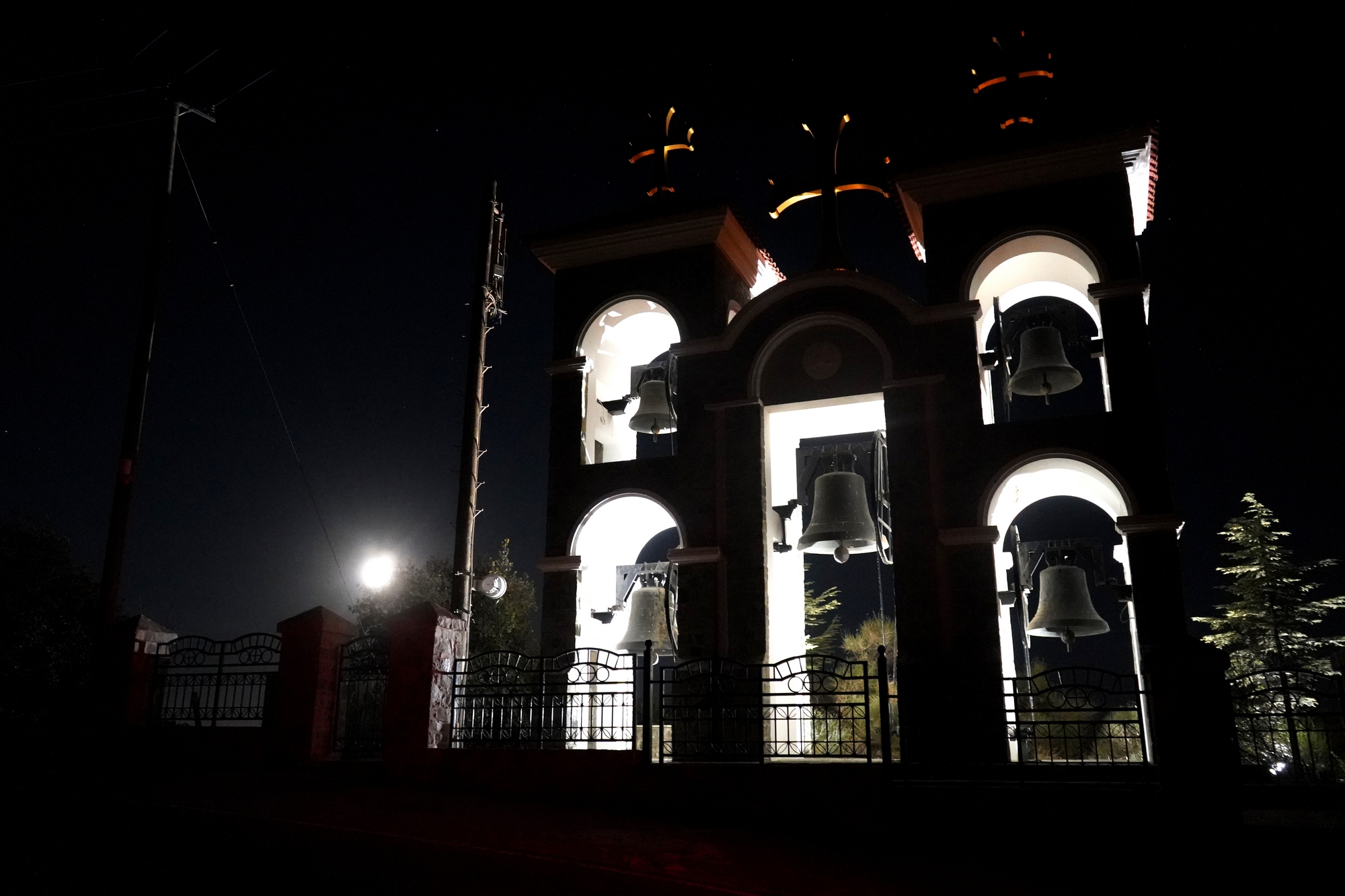 Bell-tower of Kykkos Monastery by night