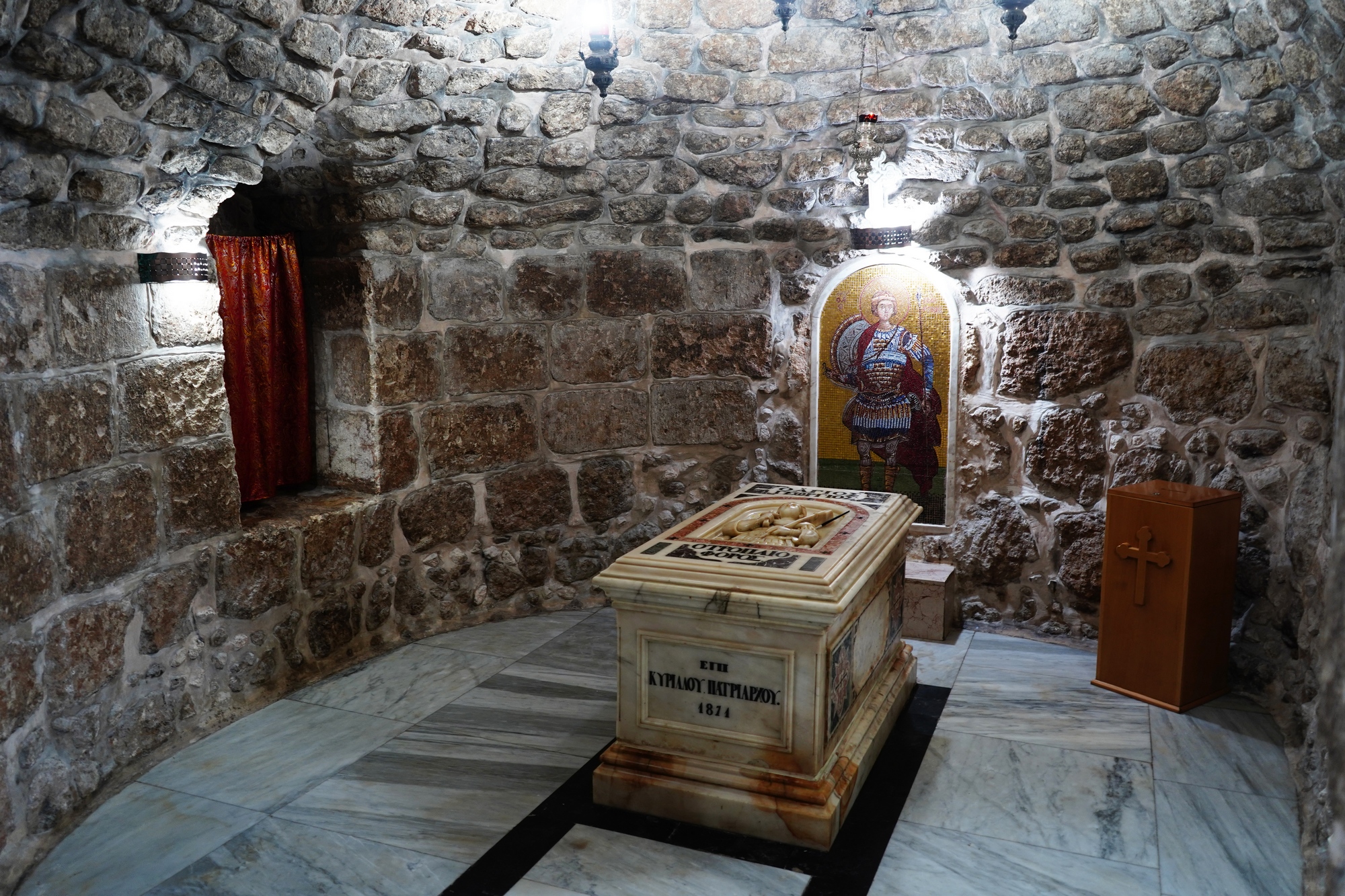 In the basement of Greek Orthodox Monastery of St. George Lod