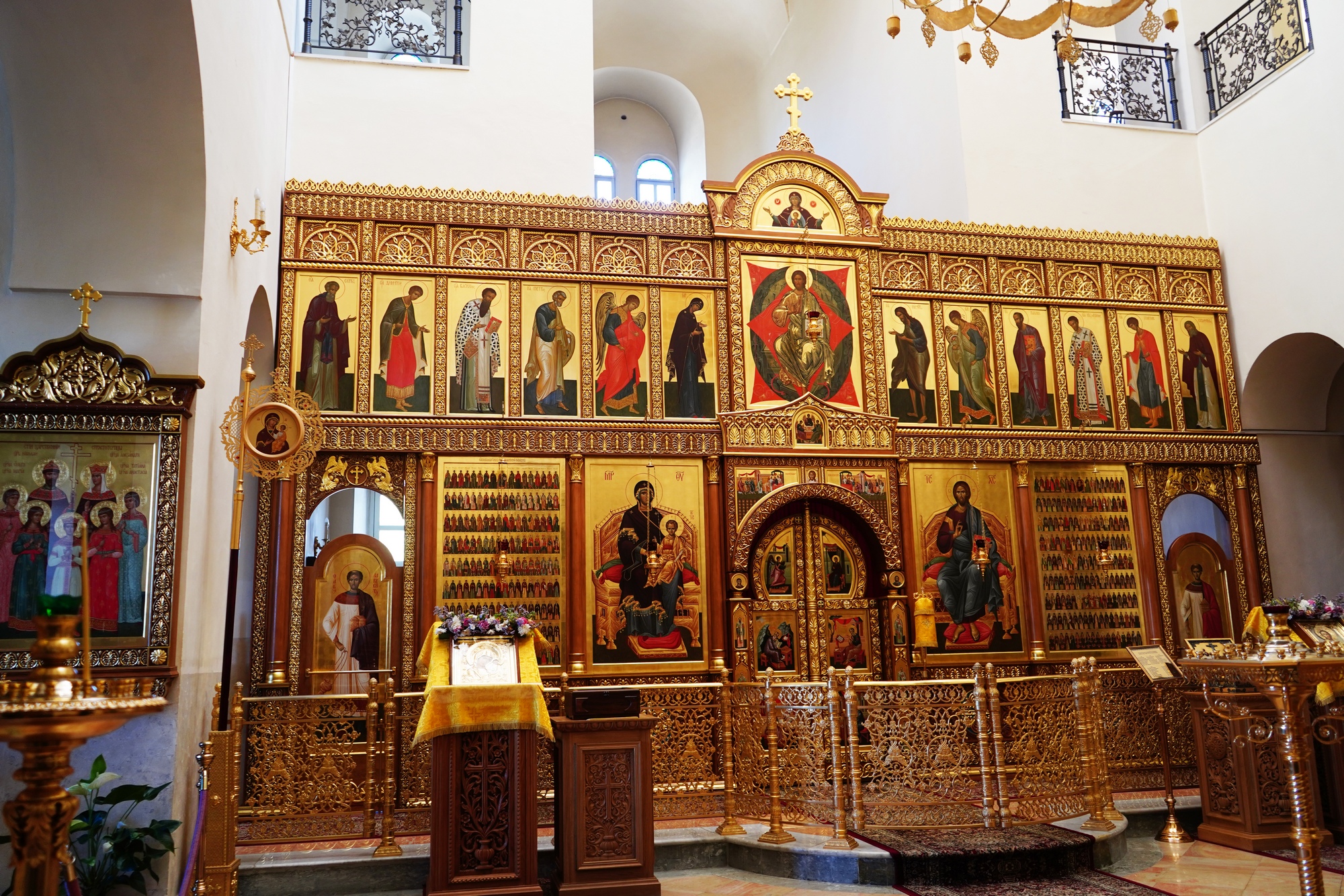 Iconostas of main church in Russian Orthodox monastery in Jerusalem