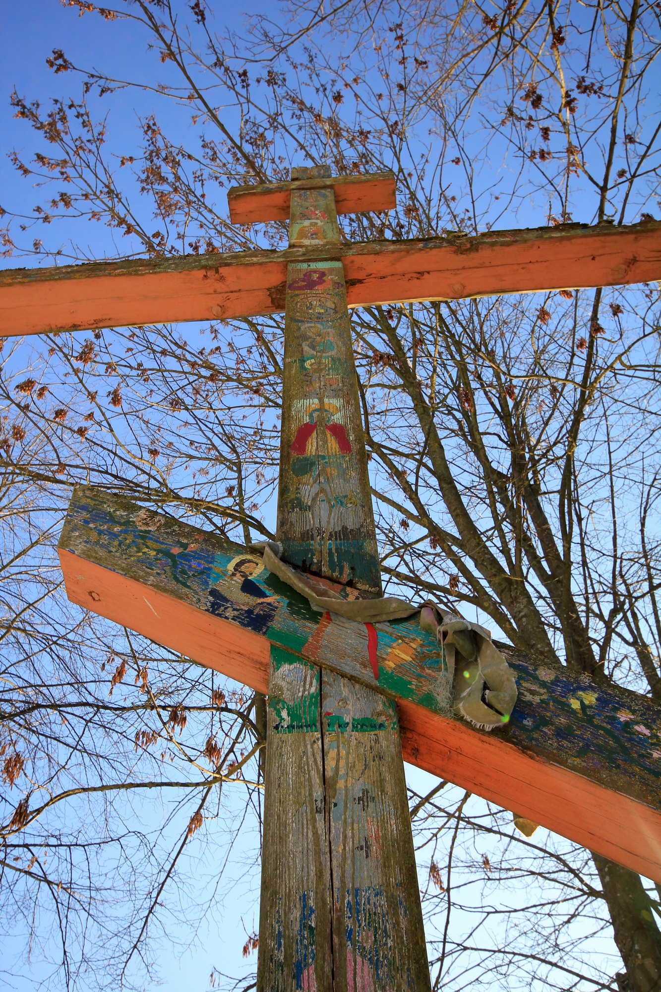 A cross close to Orthodox church in Ryboły