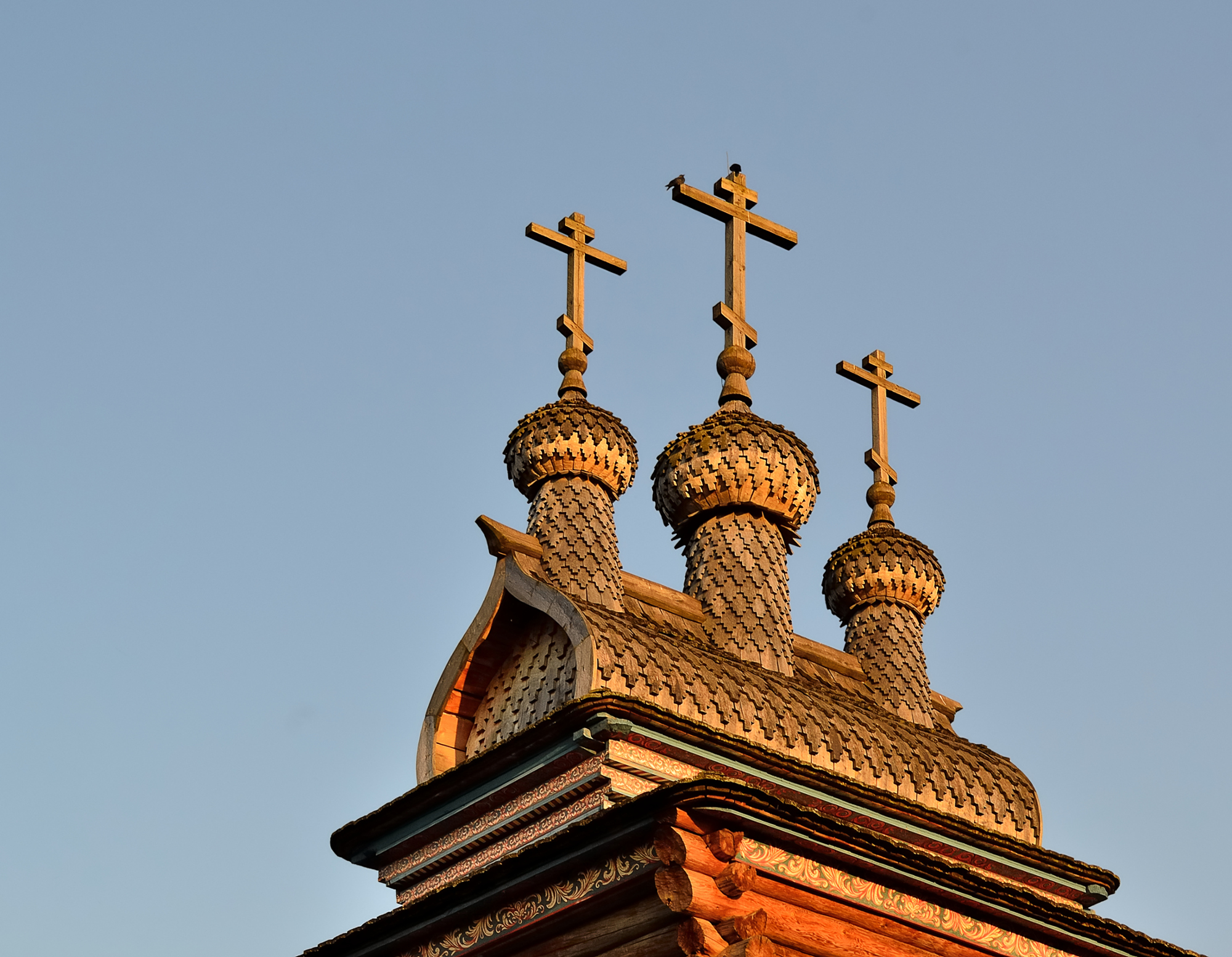 The upper tier of the wooden Saint George Church in Kolomenskoe
