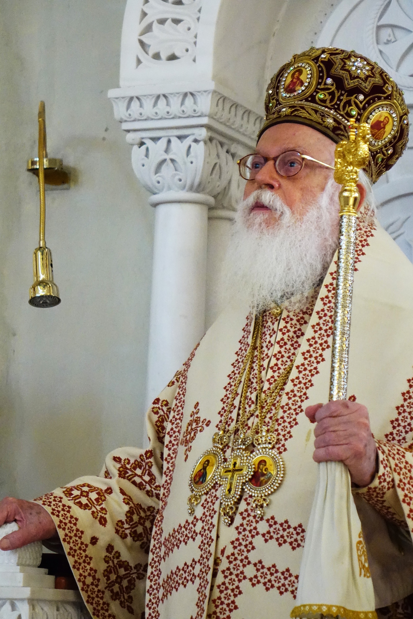 Archbishop Anastasios in Ressurection Cathedral in Tirana