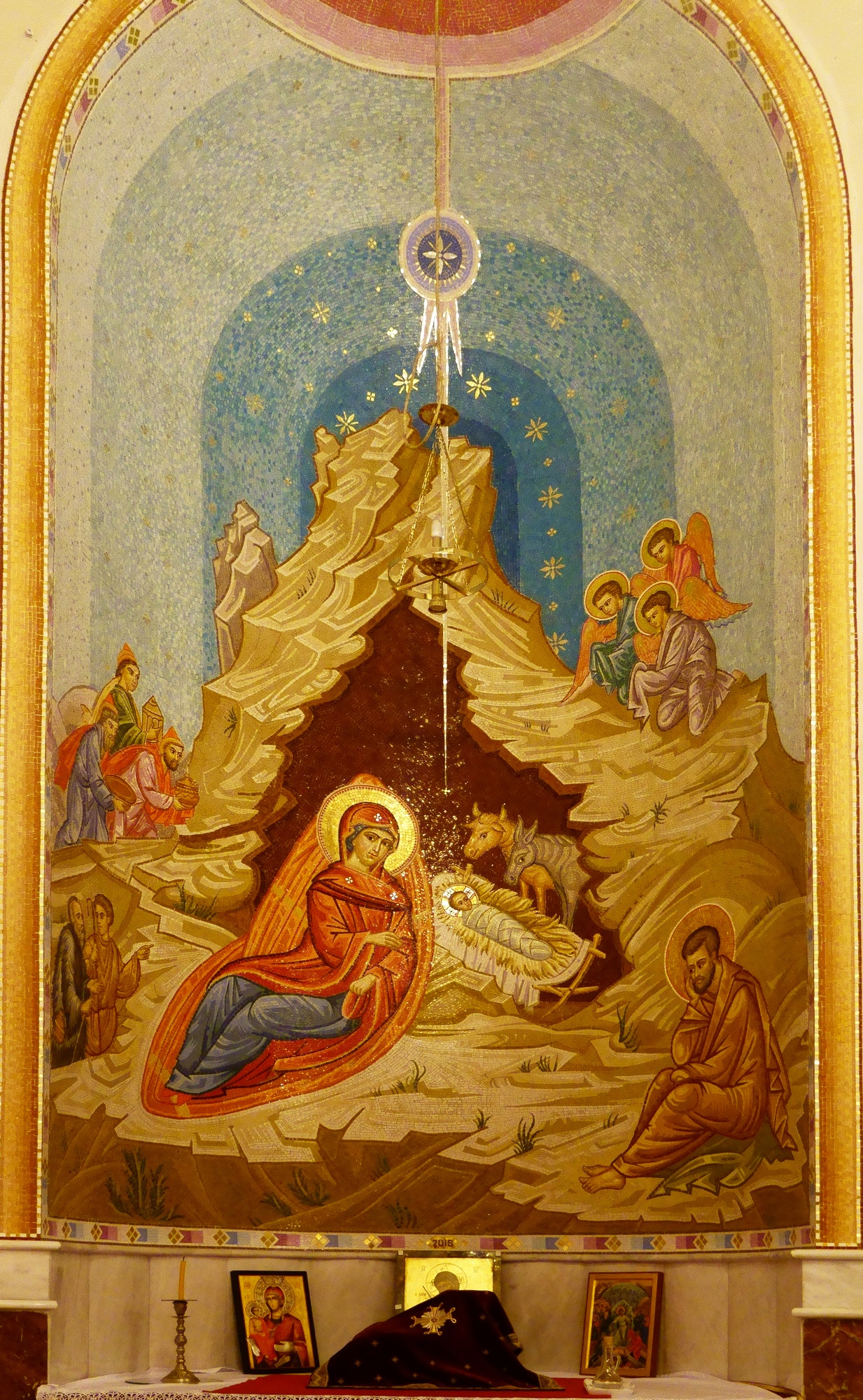 Nativity mosaic from Ressurection cathedral in Tirana