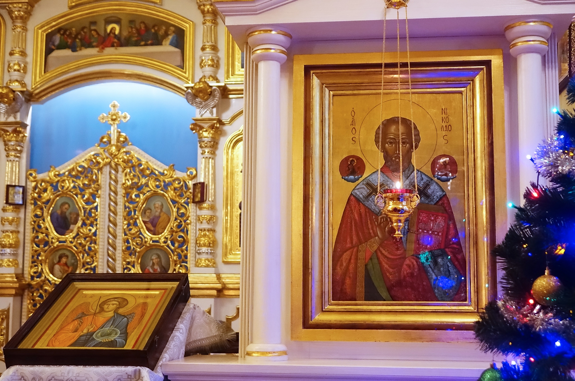 The Divine Liturgy in St. Archangel Michael Orthodox church in Ciechocienk