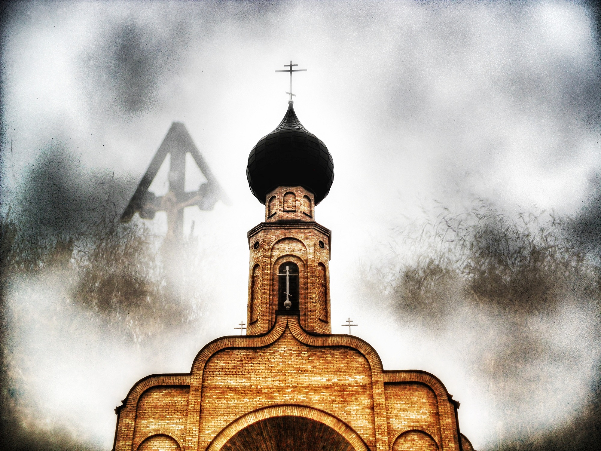 Church from Bielsk Podlaski in double exposure. 