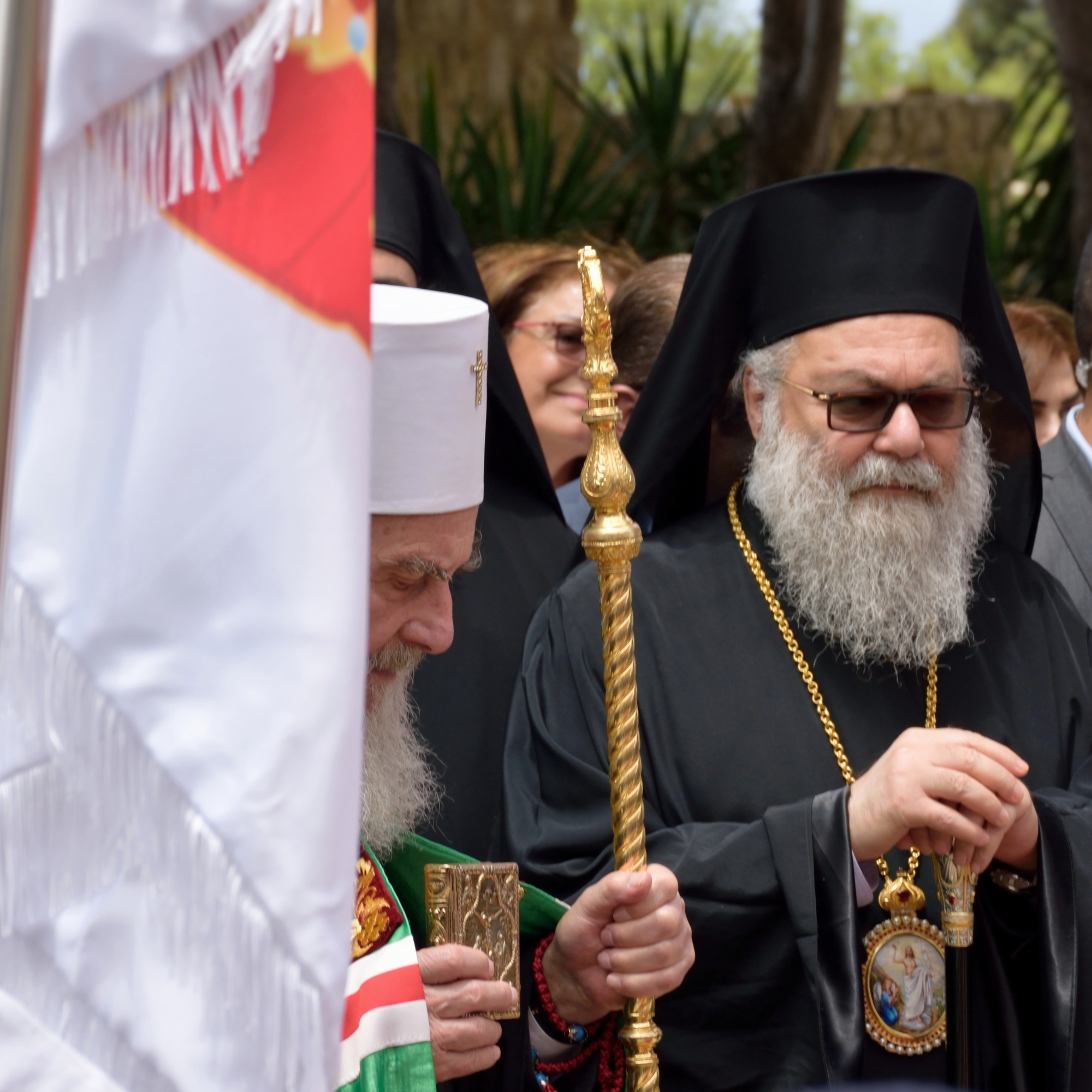 Serbian patriarch Irinej and antiochian patriarch Johx X in Balamand