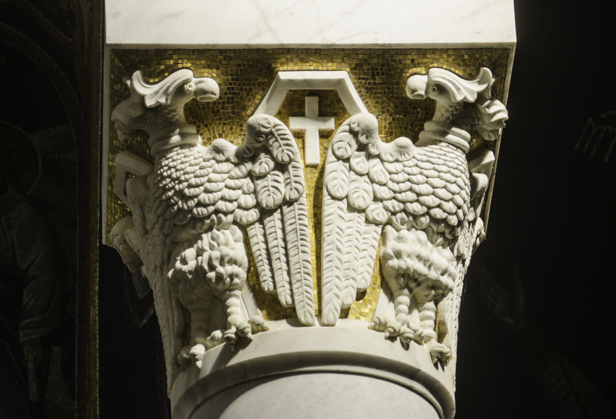 Double headed eagle, St. George church, Oplenac, Serbia